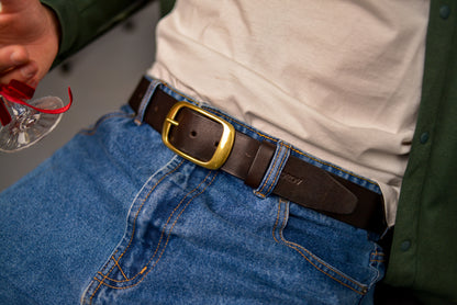 Full Grain Leather Belt, Brown Leather Belt, Mens Leather Belt, Womens Leather Belt, gift for boyfriend, Brass Buckle