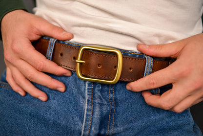 Full Grain Leather Belt, Brown Leather Belt, Mens Leather Belt, Womens Leather Belt, gift for boyfriend, Brass Buckle