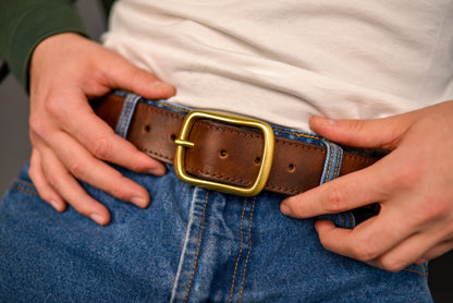 Full Grain Leather Belt, Brown Leather Belt, Mens Leather Belt, Womens Leather Belt, gift for boyfriend, Brass Buckle