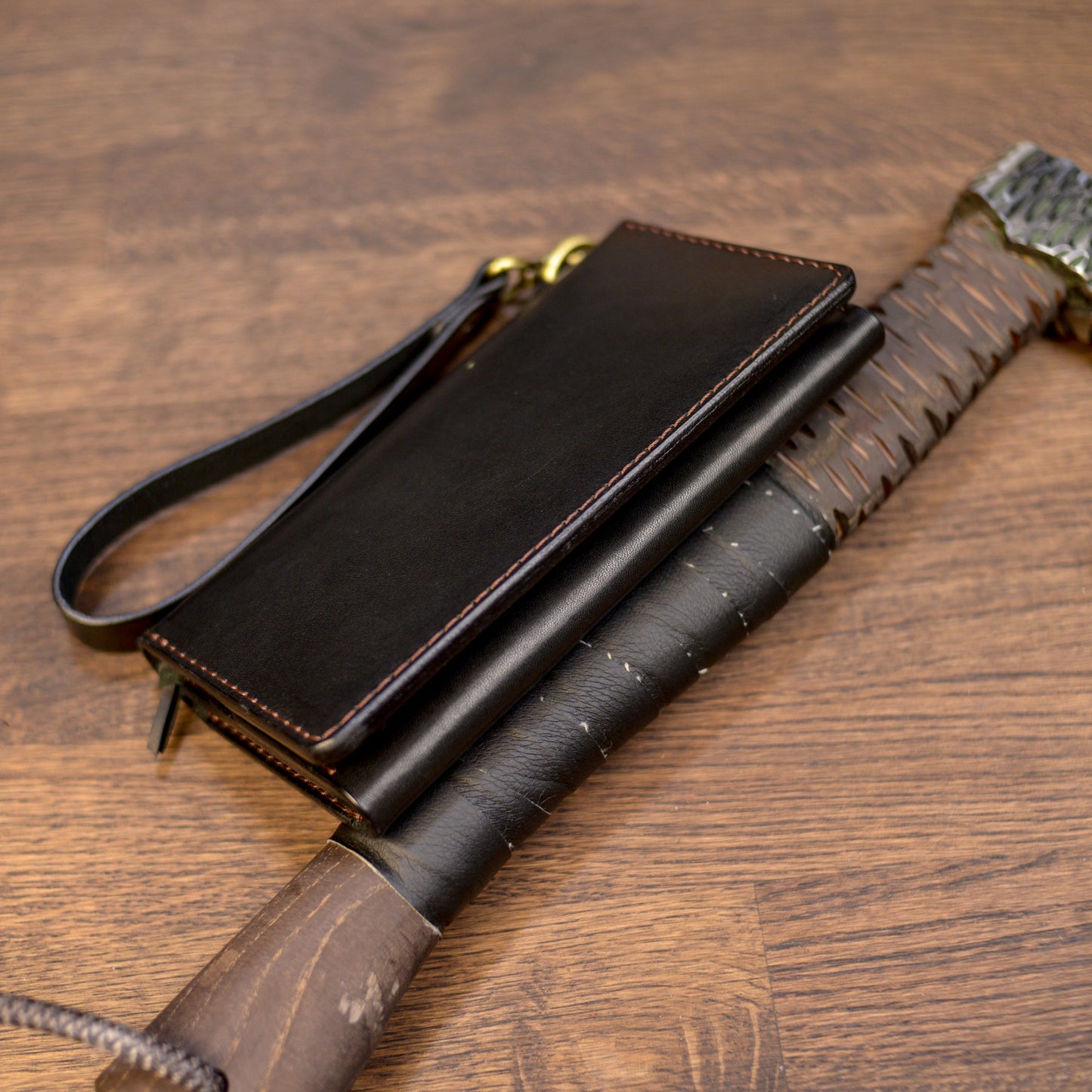 Personalized Long leather wallet, Full grain leather Leather Black wallet , Wallet for Her or Him