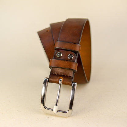 Full Grain Leather Belt, Brown Leather Belt, Mens Leather Belt, Womens Leather Belt, gift for boyfriend, Stainless steel Buckle