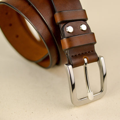 Full Grain Leather Belt, Brown Leather Belt, Mens Leather Belt, Womens Leather Belt, gift for boyfriend, Stainless steel Buckle