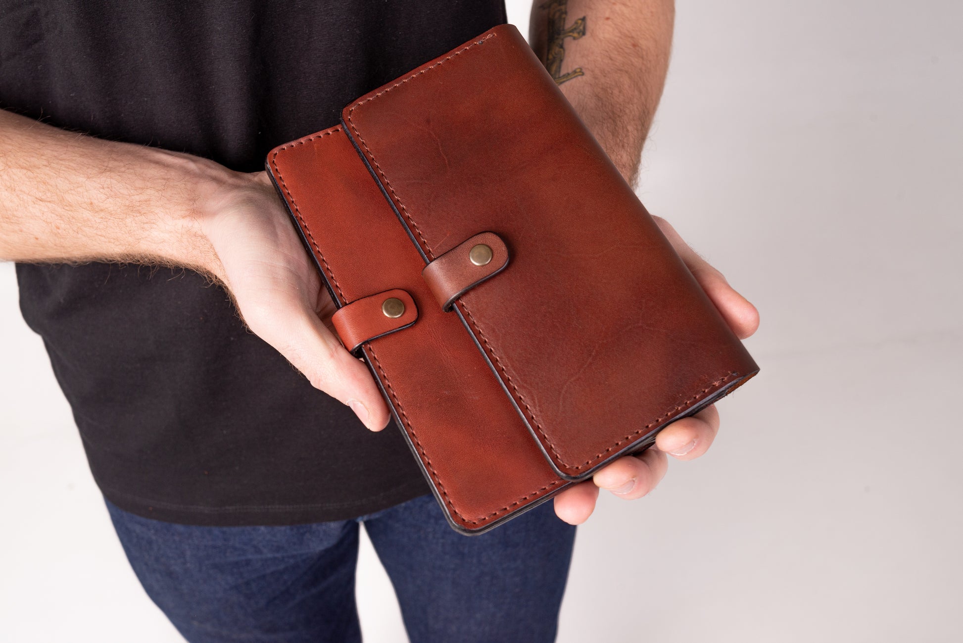 Long brown leather wallet for banknotes for him or her