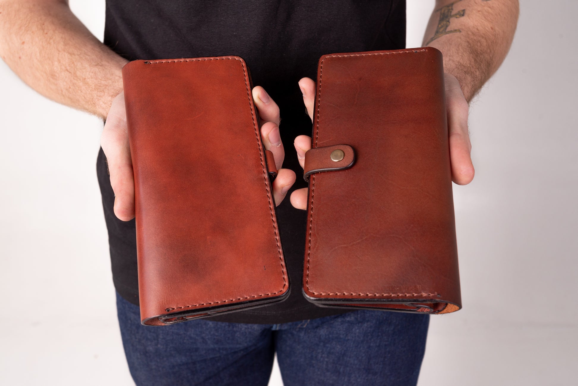 Long brown leather wallet for banknotes for him or her