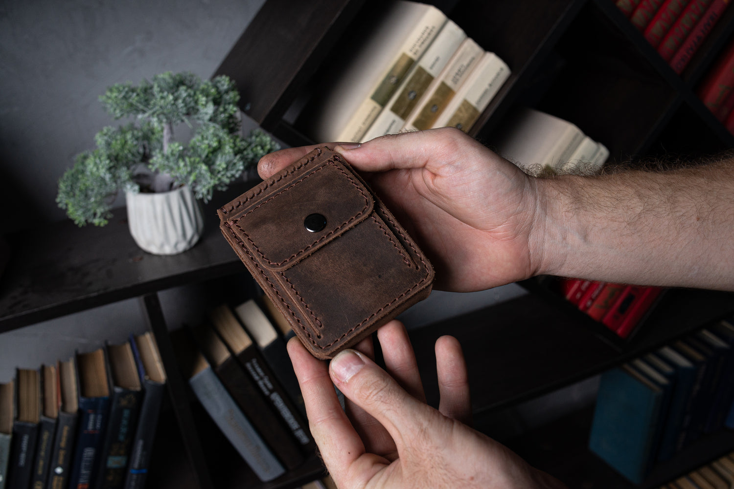 Brown Leather Money Clip, Small leather wallet, Full grain Leather Money Clip, Gift for Men