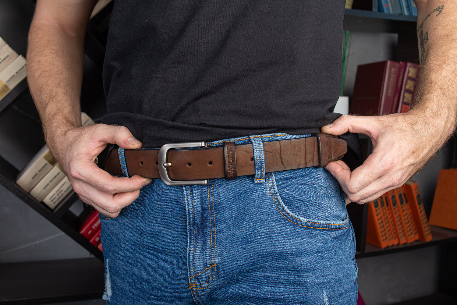 Brown Leather Belt, Full Grain Leather Belt