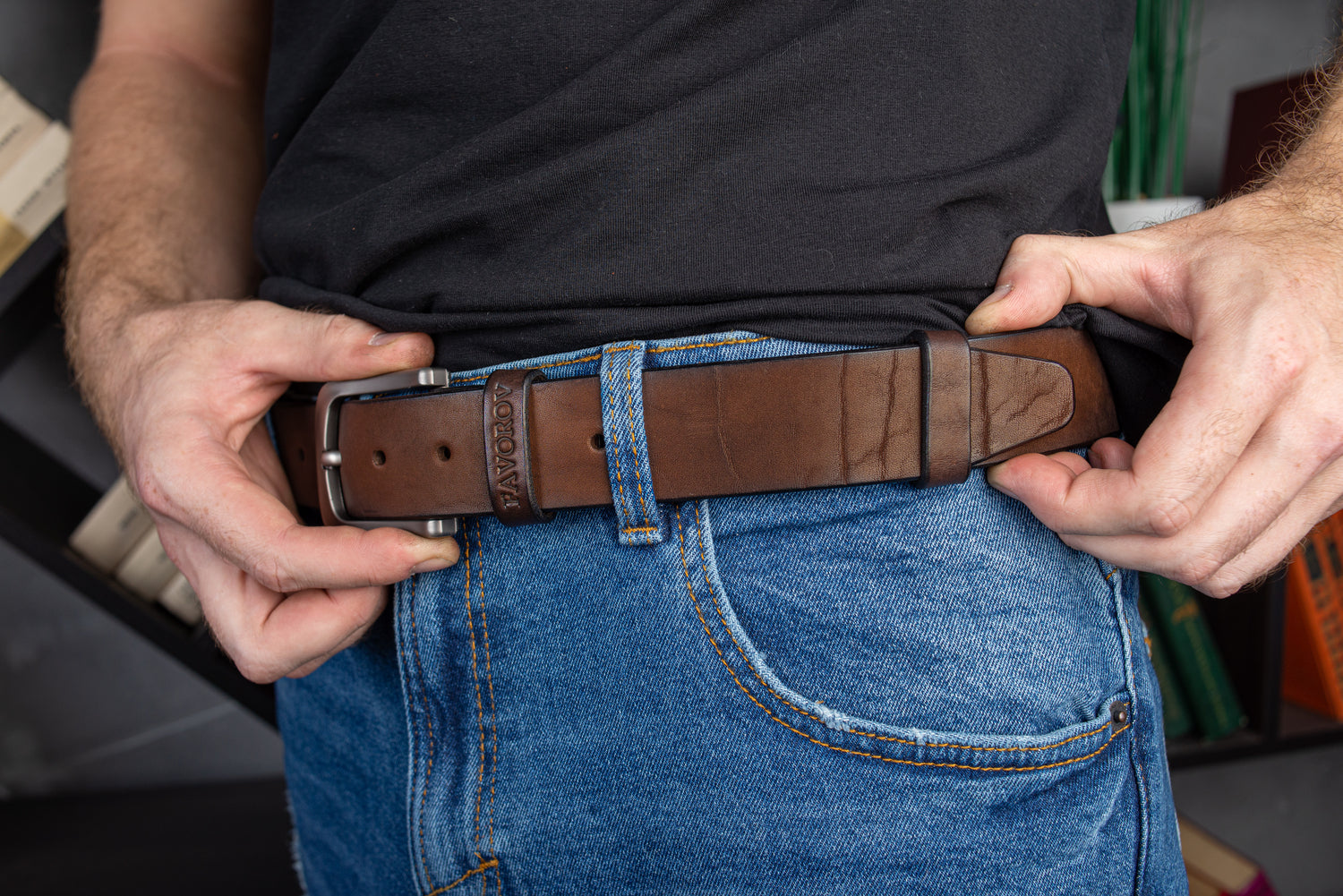 Brown Leather Belt, Full Grain Leather Belt