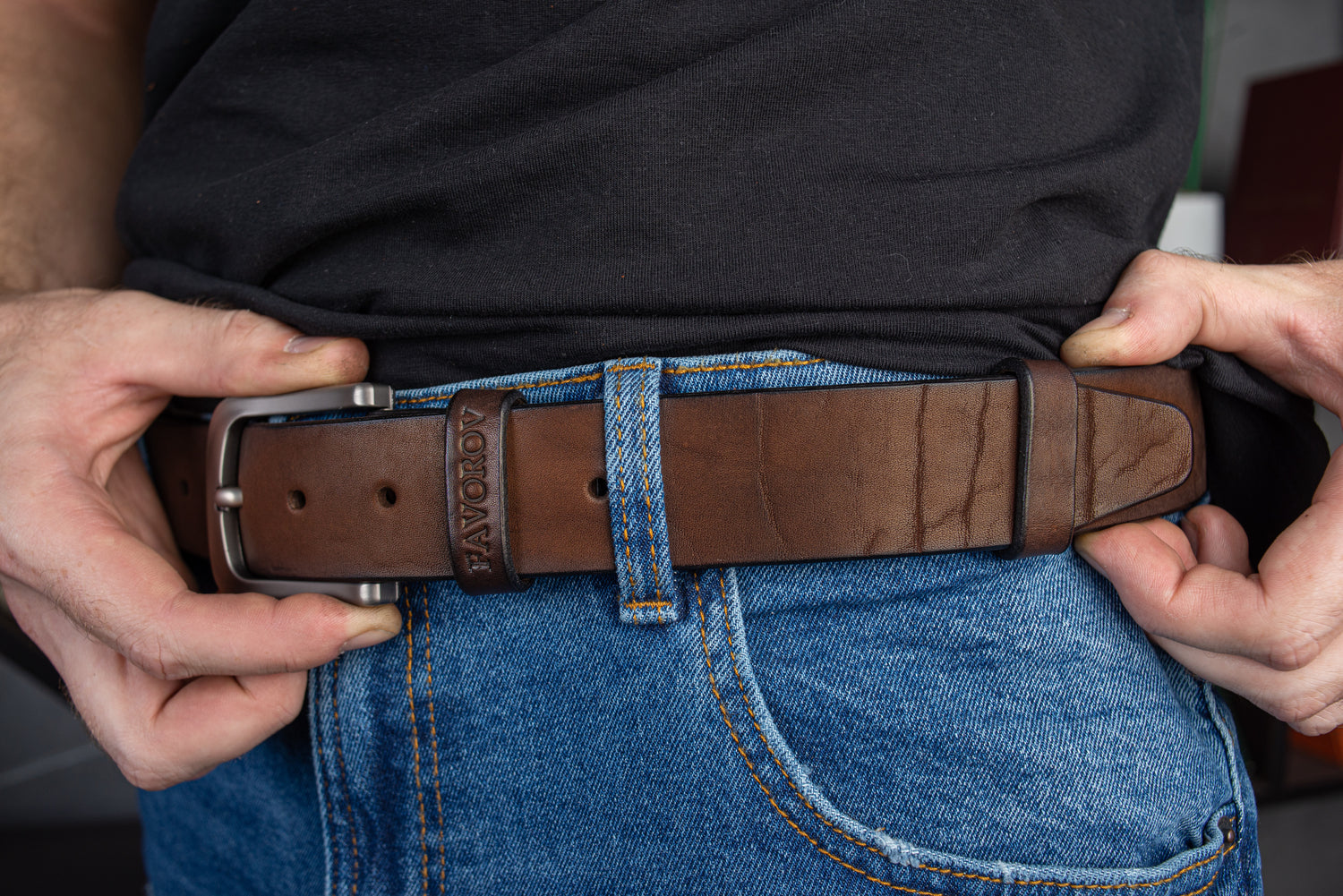 Brown Leather Belt, Full Grain Leather Belt