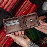 Bifold Cognac-Brown Leather Wallet, Vintage Look Wallet