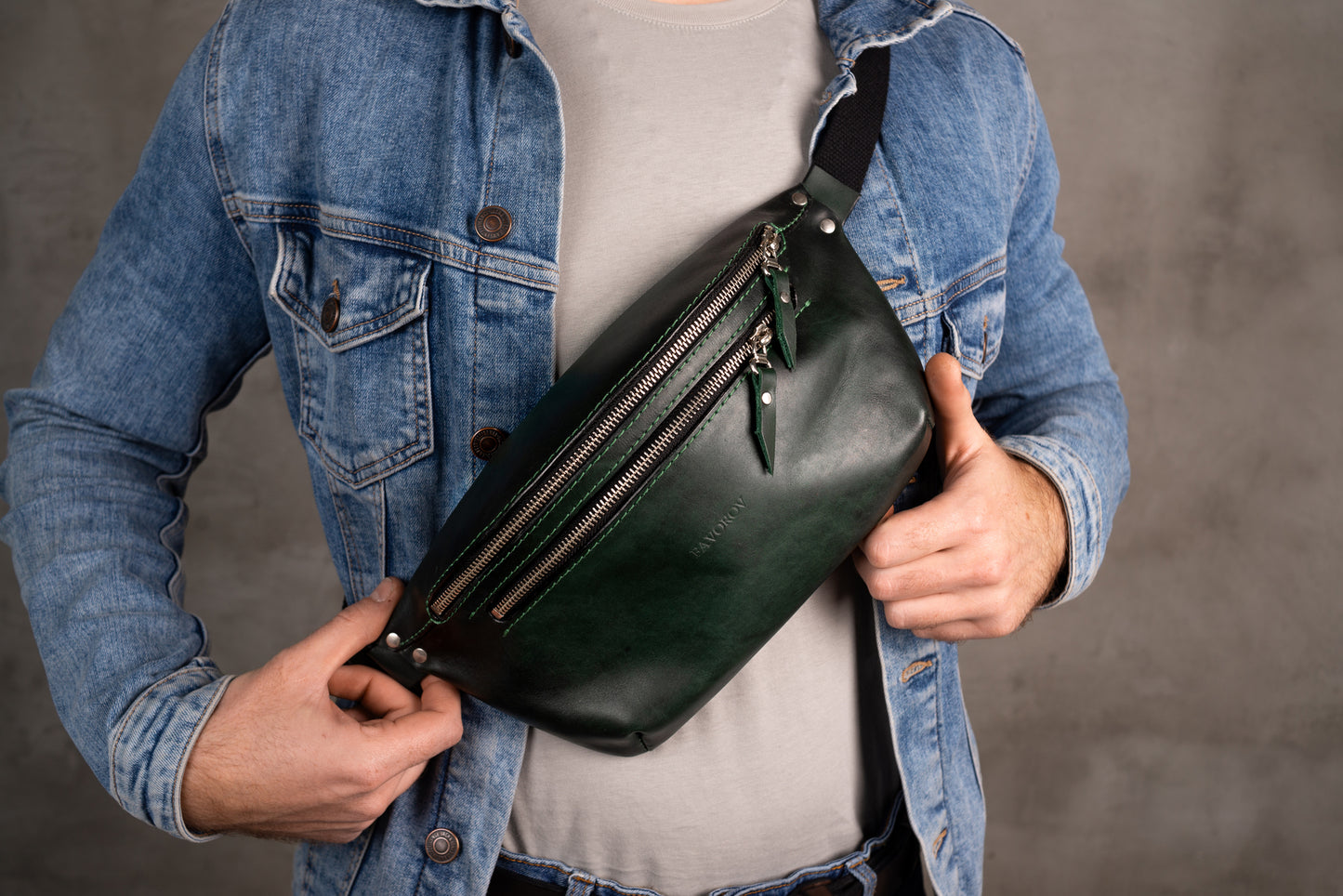 Personalized men shoulder bag, Green leather belt bag, men’s leather bag, waist bag, crossbody bag, fanny bag