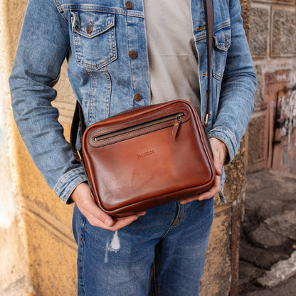 Personalized Full Grain Leather bag, Shoulder Crossbody Bag