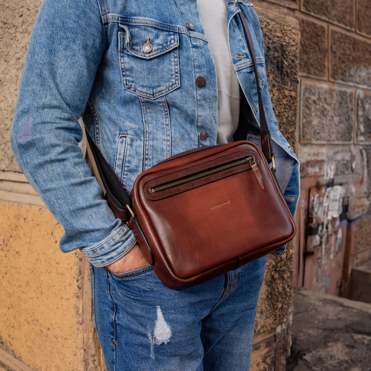 Personalized Full Grain Leather bag, Shoulder Crossbody Bag