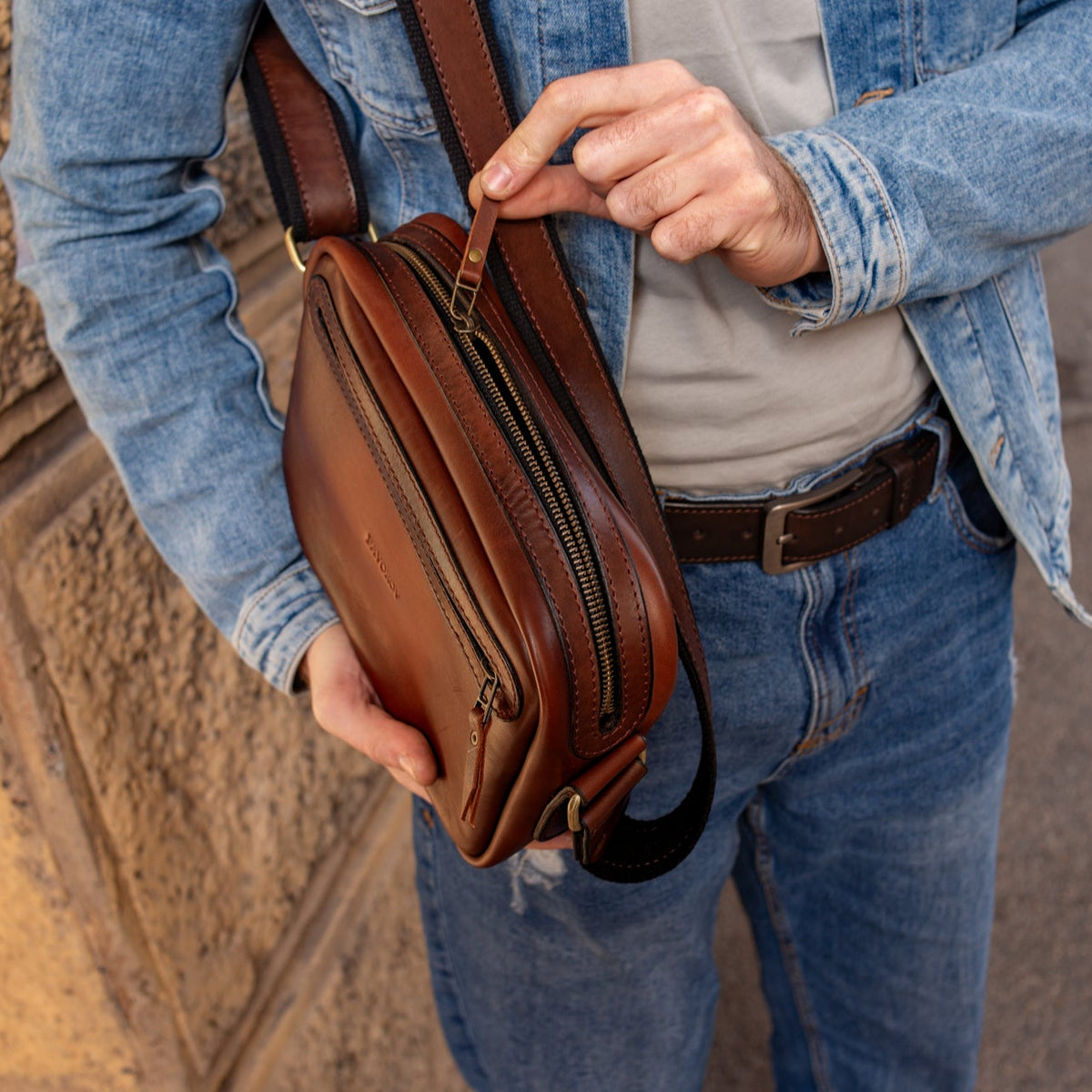 Personalized Full Grain Leather bag, Shoulder Crossbody Bag