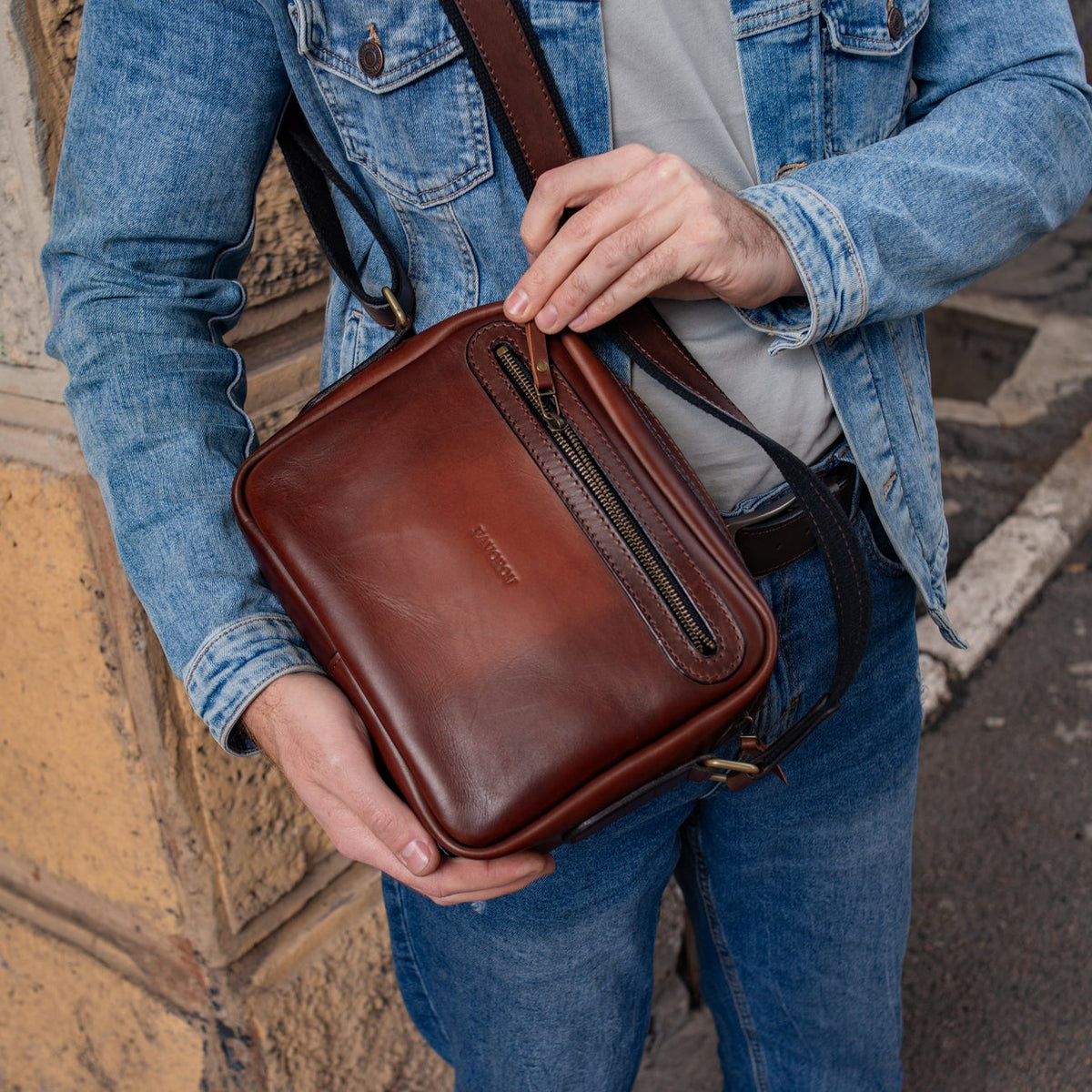 Personalized Full Grain Leather bag, Shoulder Crossbody Bag