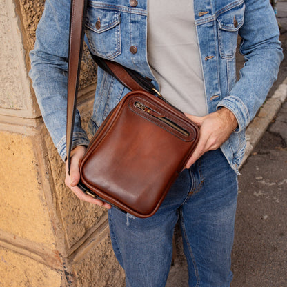 Personalized Full Grain Leather bag, Shoulder Crossbody Bag