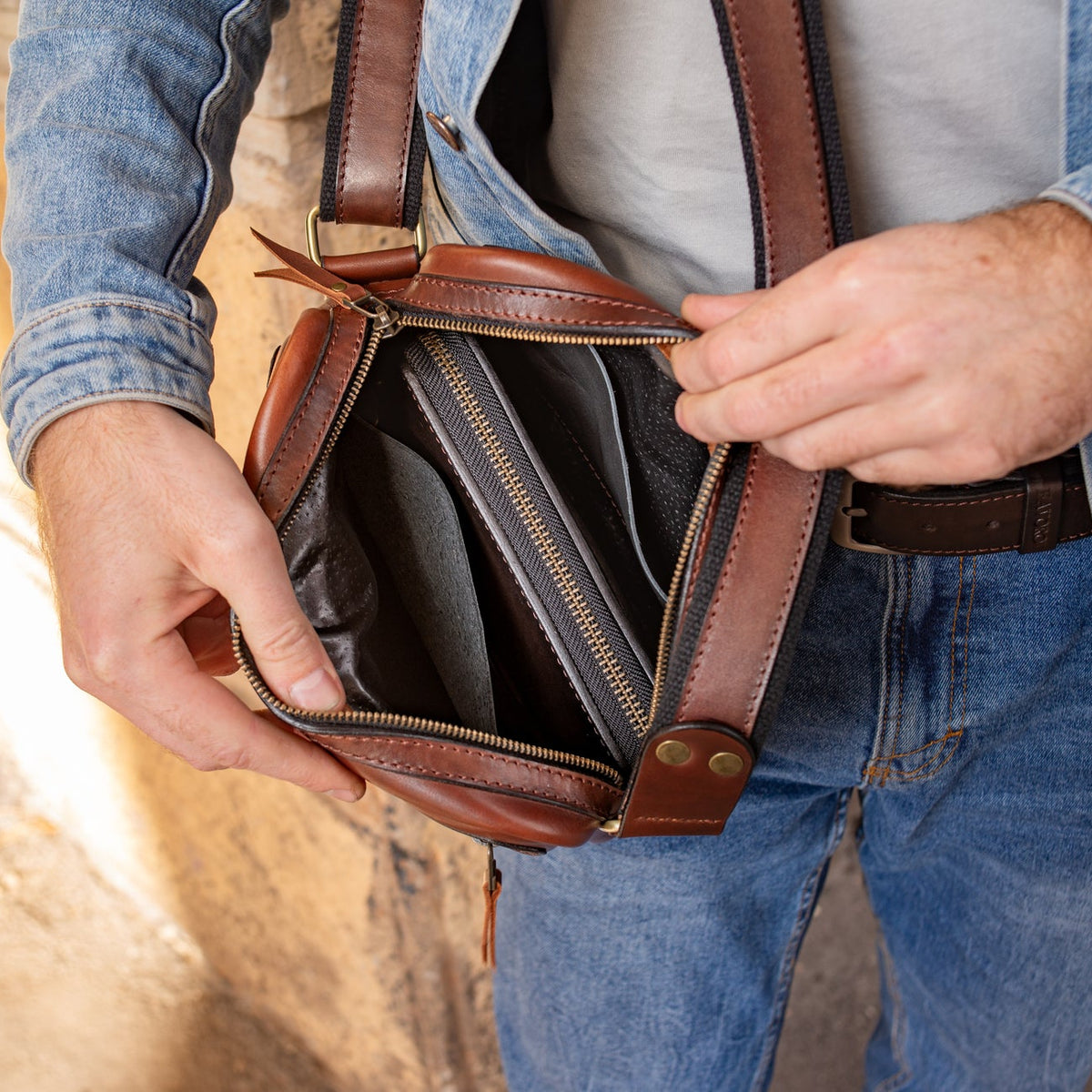 Personalized Full Grain Leather bag, Shoulder Crossbody Bag