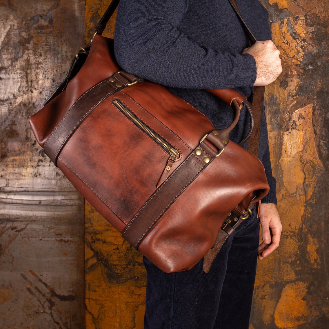 Leather Travel Bag for Men, Anniversary Gift for Husband, Leather Duffel Bag