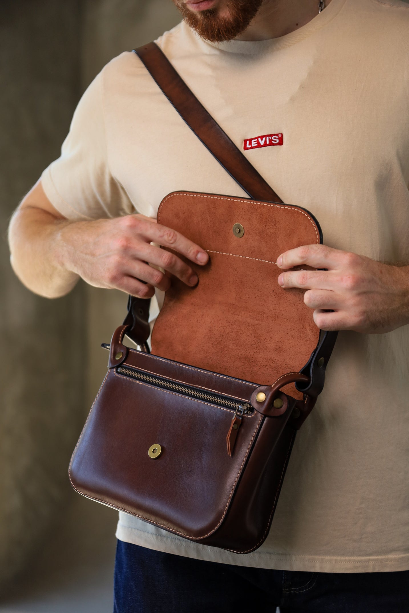 Personalized shoulder bag, men’s leather bag, Messenger bag, crossbody bag