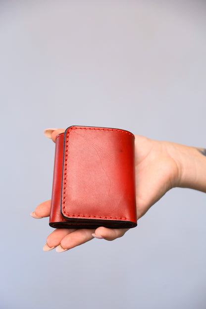 Personalized Mens Wallet, Red Leather Wallet, Vintage Look Wallet