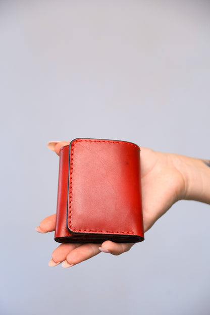 Personalized Mens Wallet, Red Leather Wallet, Vintage Look Wallet