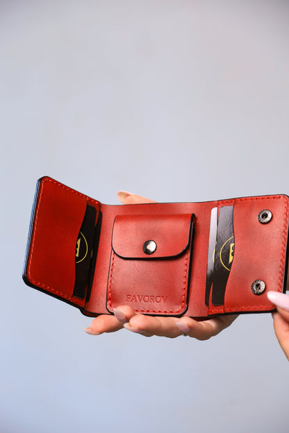 Personalized Mens Wallet, Red Leather Wallet, Vintage Look Wallet