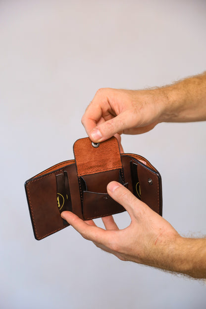 Brown Trifold Leather Wallet, Vintage Look Wallet, Gift for Him