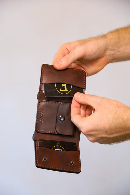 Brown Trifold Leather Wallet, Vintage Look Wallet, Gift for Him