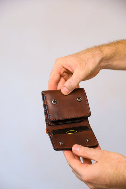 Brown Trifold Leather Wallet, Vintage Look Wallet, Gift for Him