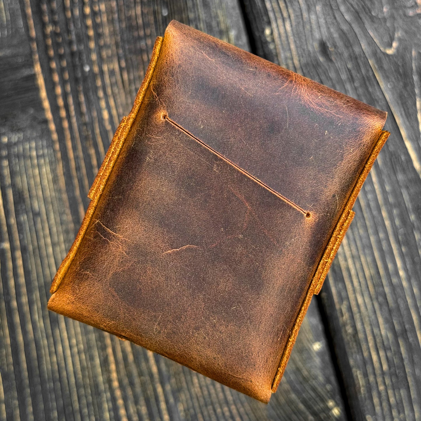 Crazy horse vertical wallet, rugged edc cardholder, personalized vintage slim cash sleeve