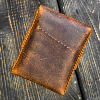 Crazy horse vertical wallet, rugged edc cardholder, personalized vintage slim cash sleeve