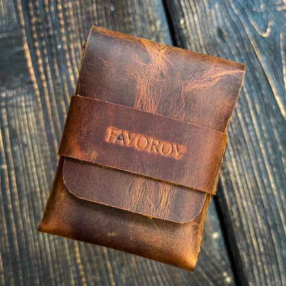 Crazy horse vertical wallet, rugged edc cardholder, personalized vintage slim cash sleeve