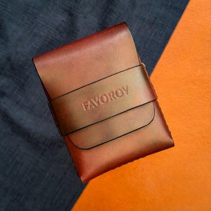 Vertical flap leather wallet, personalized small marsala cash holder, edc front pocket card sleeve