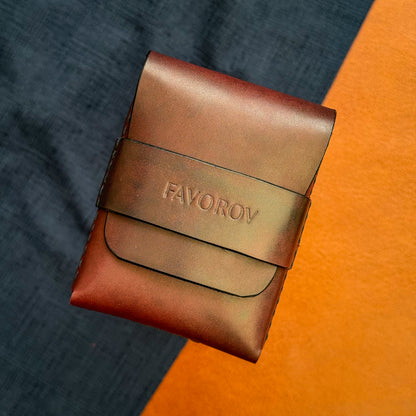Vertical flap leather wallet, personalized small marsala cash holder, edc front pocket card sleeve