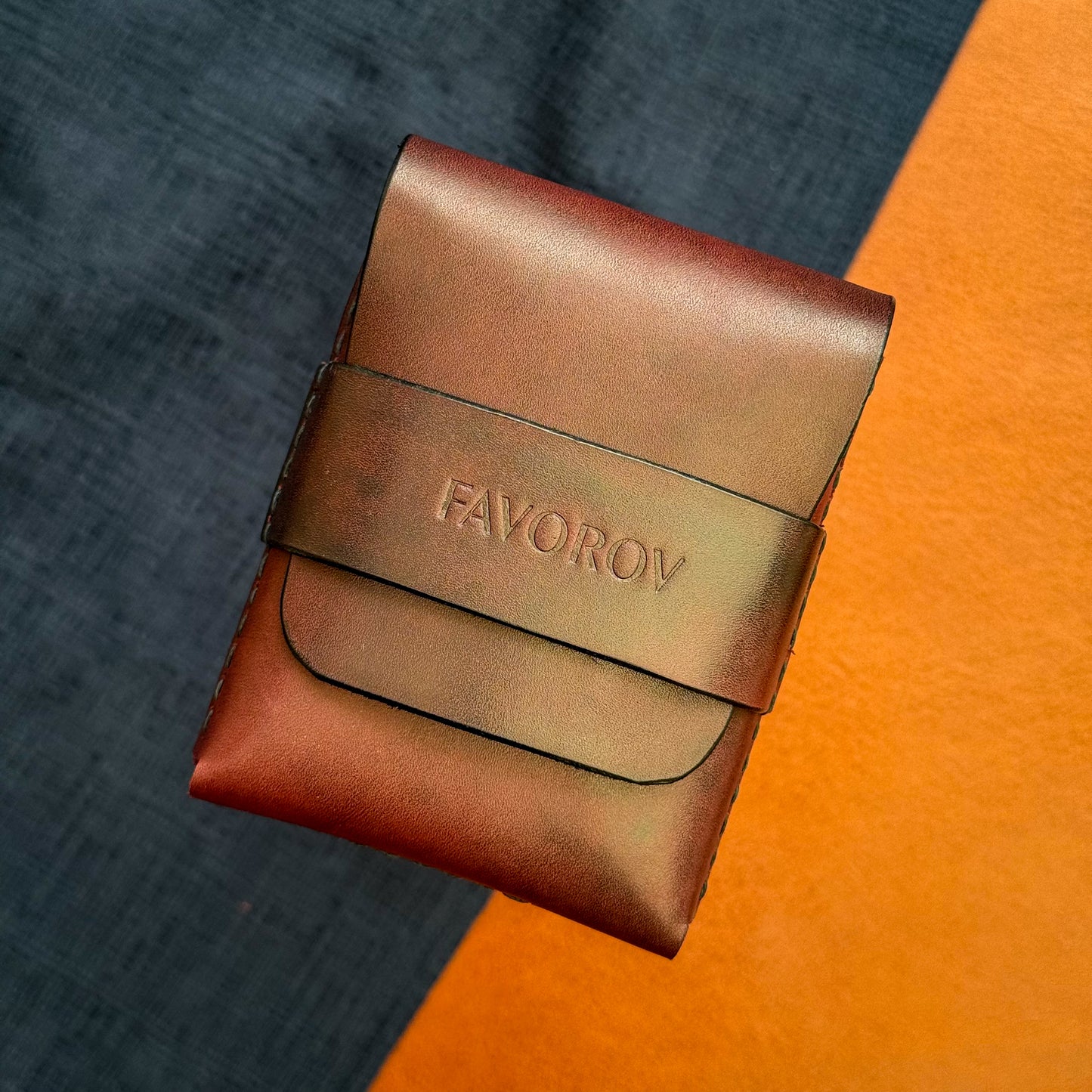 Vertical flap leather wallet, personalized small marsala cash holder, edc front pocket card sleeve
