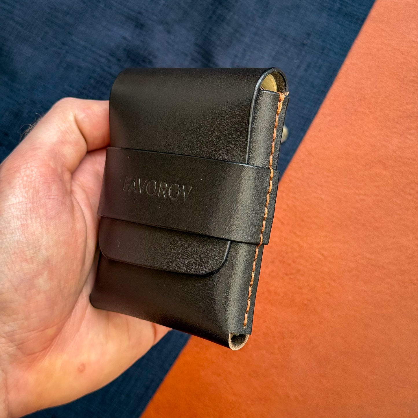 Slim vertical cash sleeve, personalized classic brown cardholder, custom anniversary gift for him
