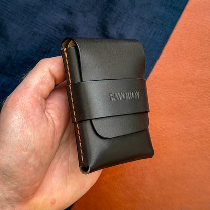 Slim vertical cash sleeve, personalized classic brown cardholder, custom anniversary gift for him