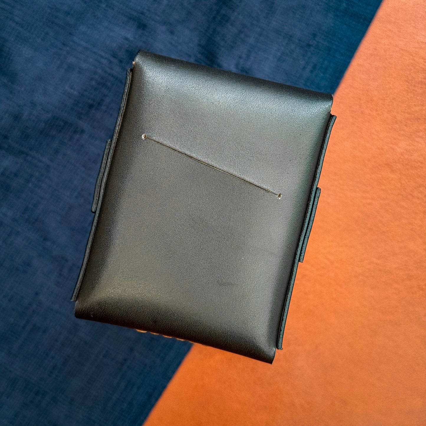 Slim vertical cash sleeve, personalized classic brown cardholder, custom anniversary gift for him