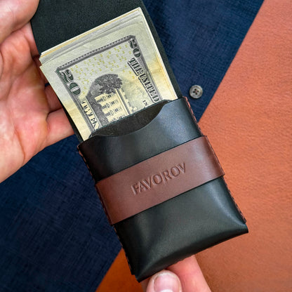 Cowhide vertical cash sleeve, personalized compact travel cardholder, minimalist front pocket wallet (копия)