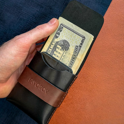 Cowhide vertical cash sleeve, personalized compact travel cardholder, minimalist front pocket wallet (копия)