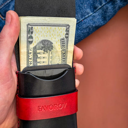 Cowhide vertical cash sleeve, personalized compact travel cardholder, minimalist front pocket wallet
