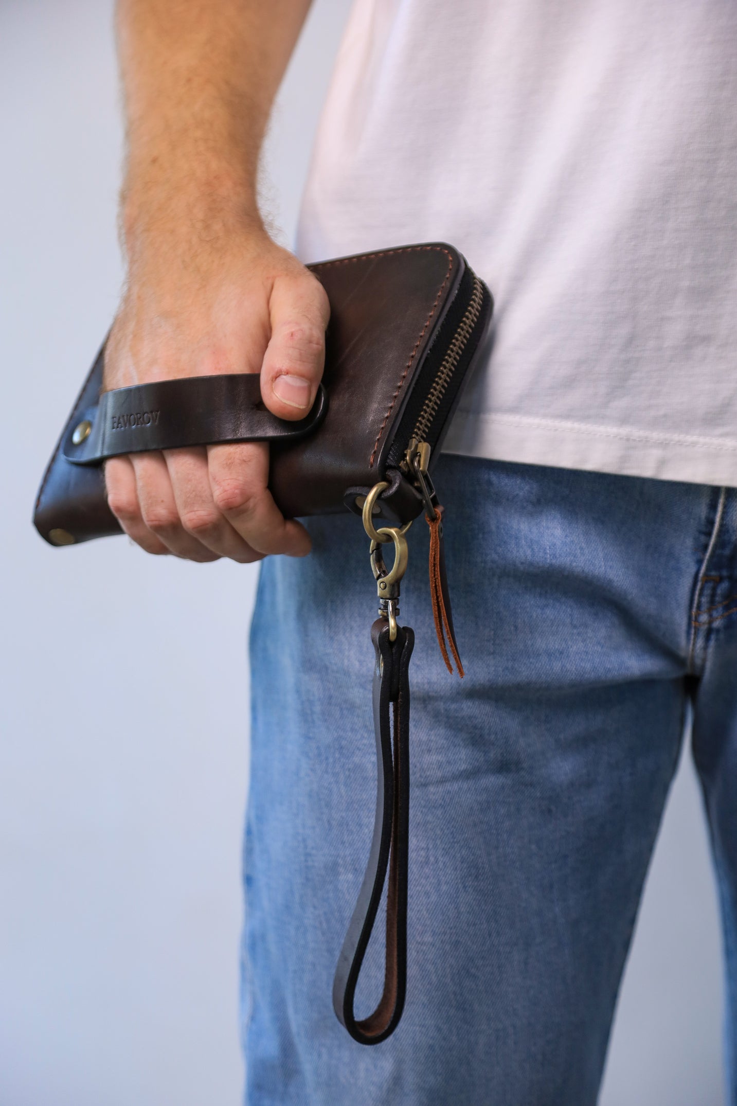 Personalized Leather Clutch, Full Grain Leather Clutch, Brown men's leather wallet