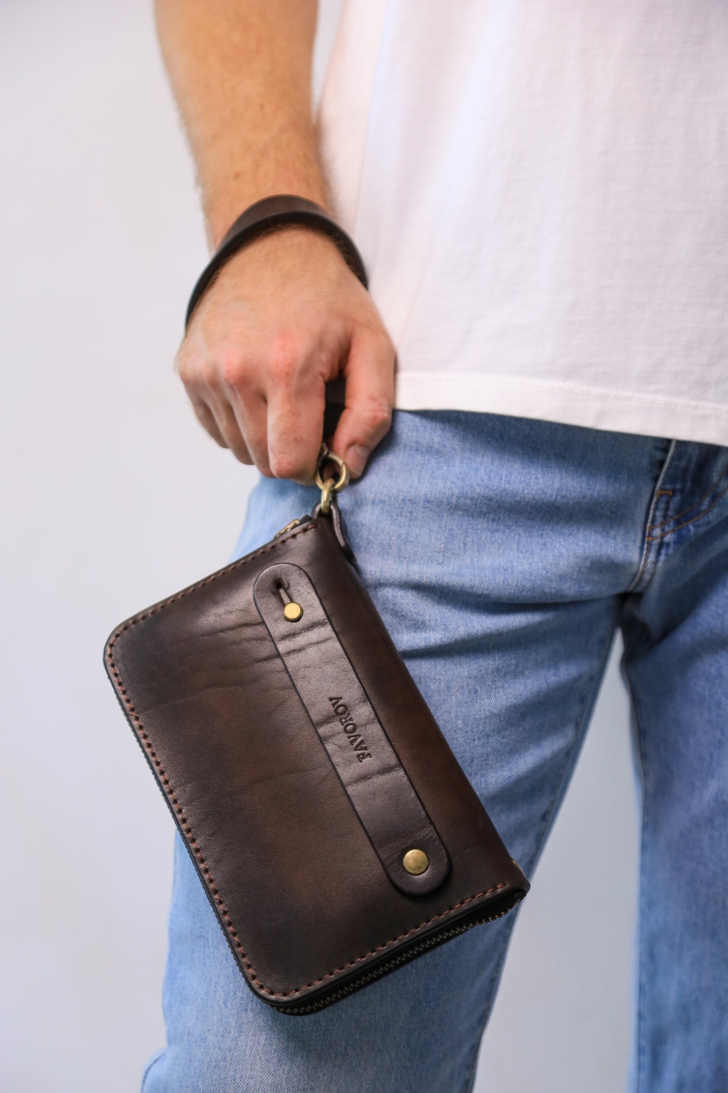 Personalized Leather Clutch, Full Grain Leather Clutch, Brown men's leather wallet