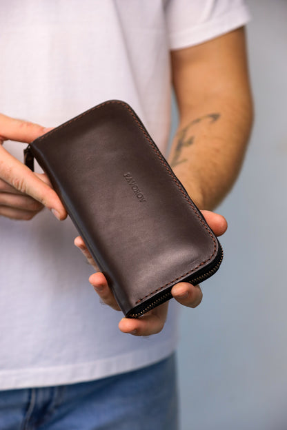 Leather zip around wallet, Brown Leather Clutch, handmade men’s wallet, clutch wallet, men’s purse, Brown men’s leather wallet