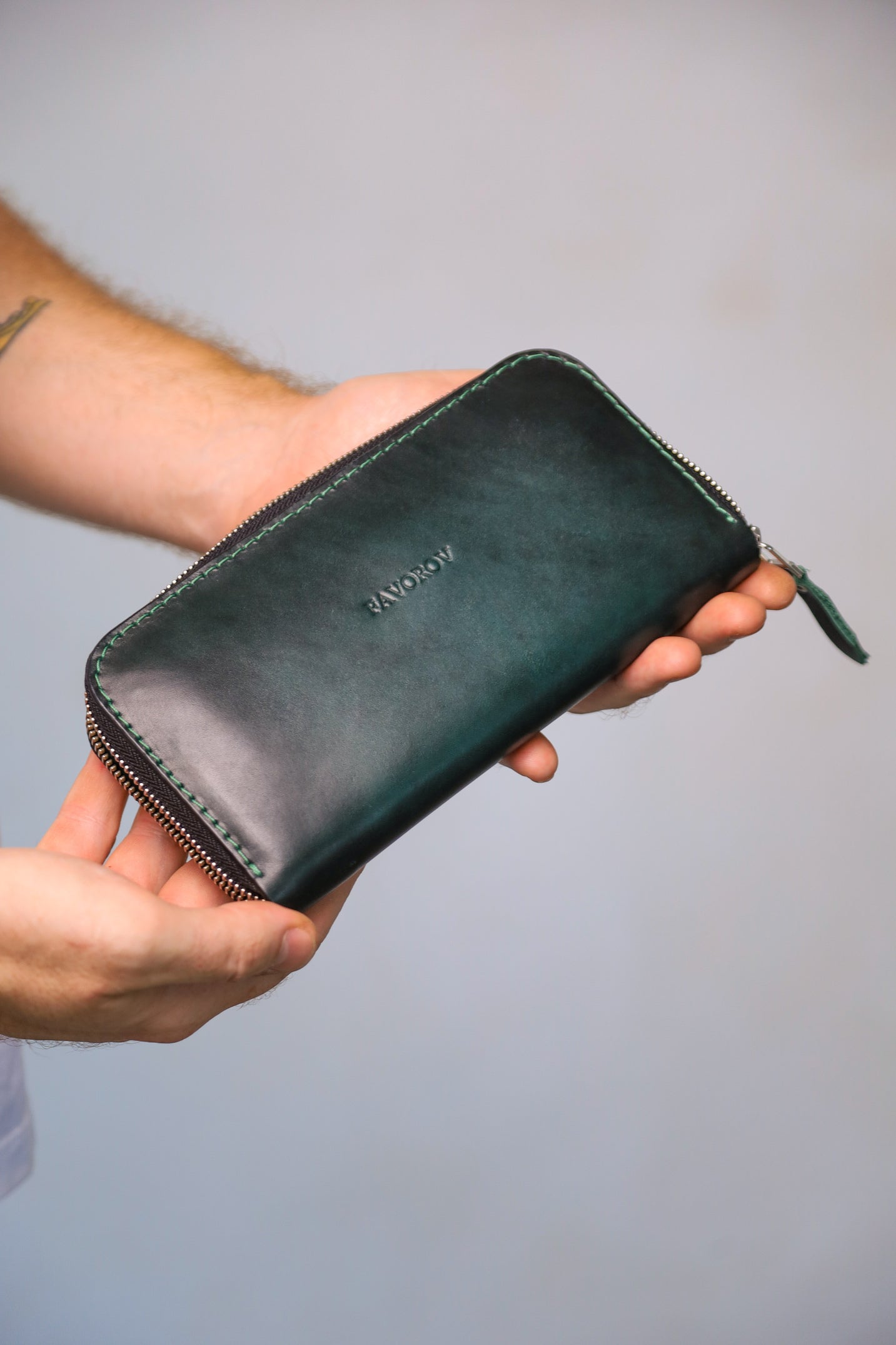 Leather zip around wallet, Personalized Leather Clutch, handmade men's wallet