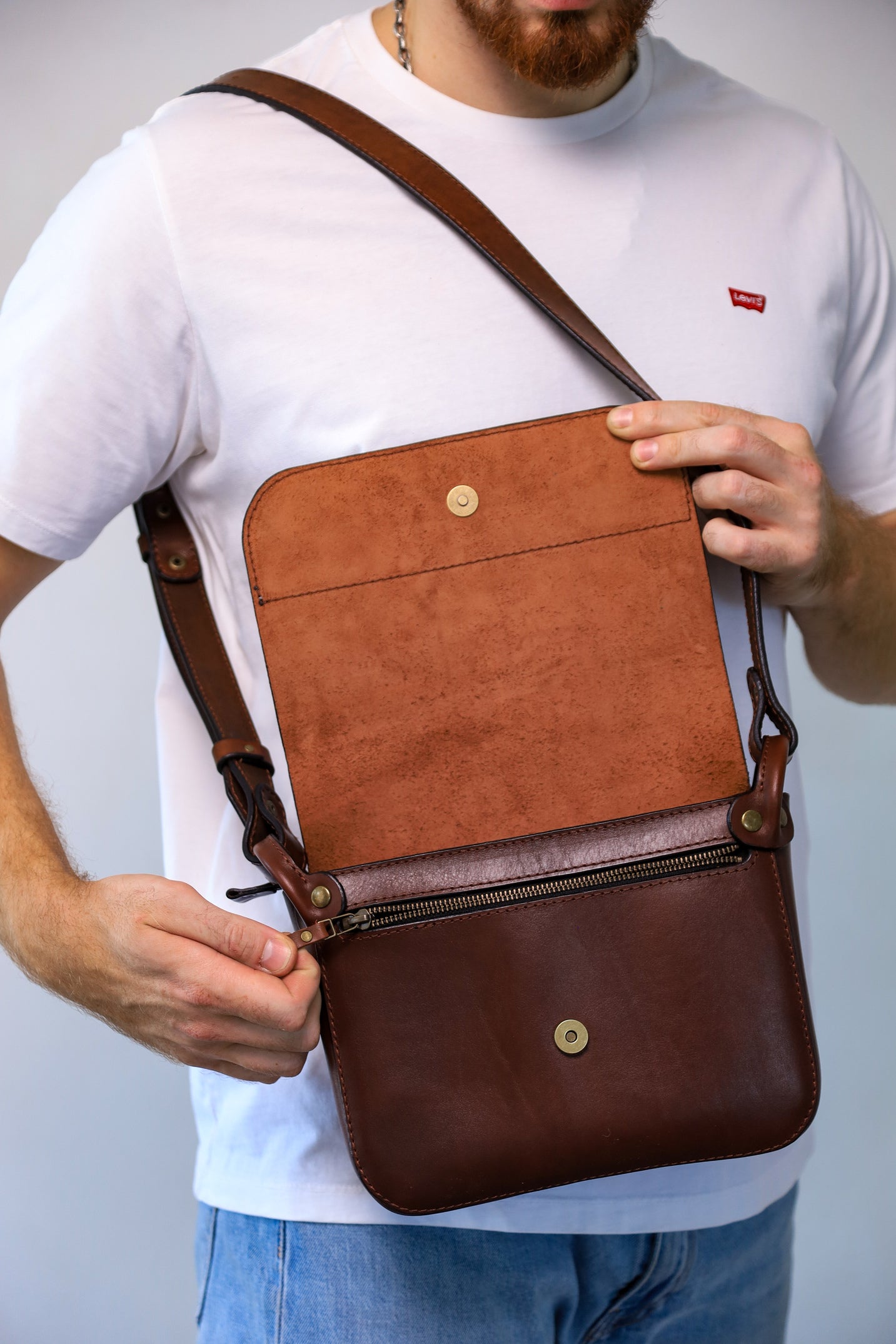 Personalized shoulder bag, men’s leather bag, Messenger bag