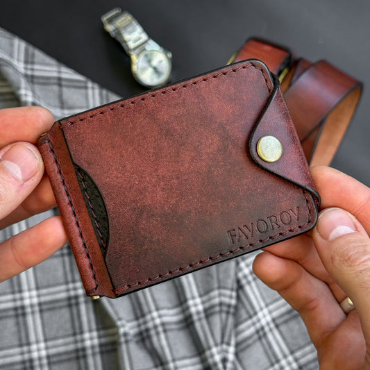 Full Grain Leather Money Clip, Small leather wallet