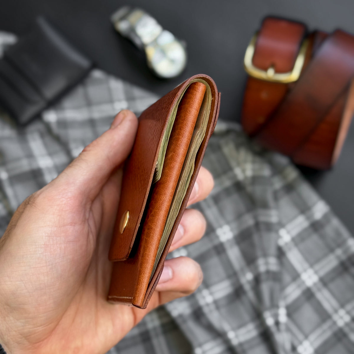 Leather Cash Wallet, Slim Card & Cash Holder
