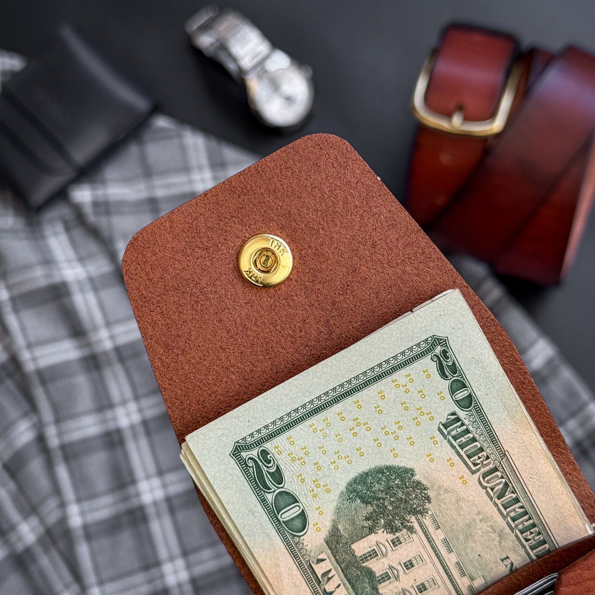 Leather Cash Wallet, Slim Card & Cash Holder