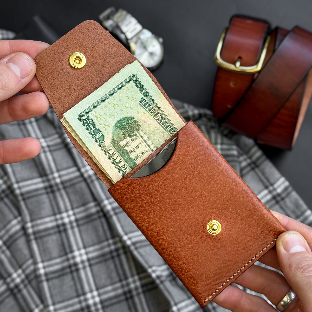 Leather Cash Wallet, Slim Card & Cash Holder