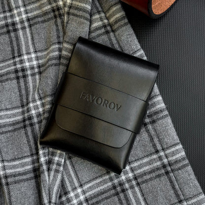 Full grain leather card & cash holder, personalized slim vintage wallet